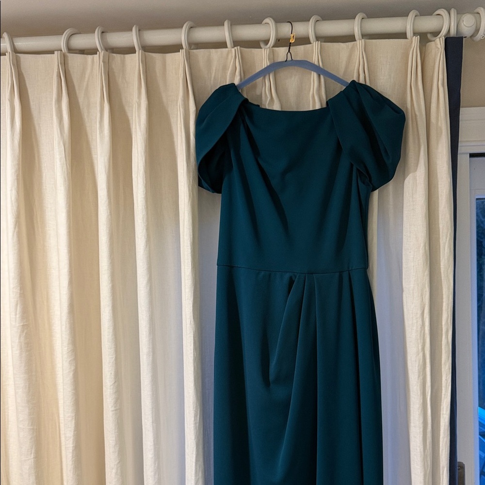 BHLDN Teal Green Puff-Sleeve Midi Dress